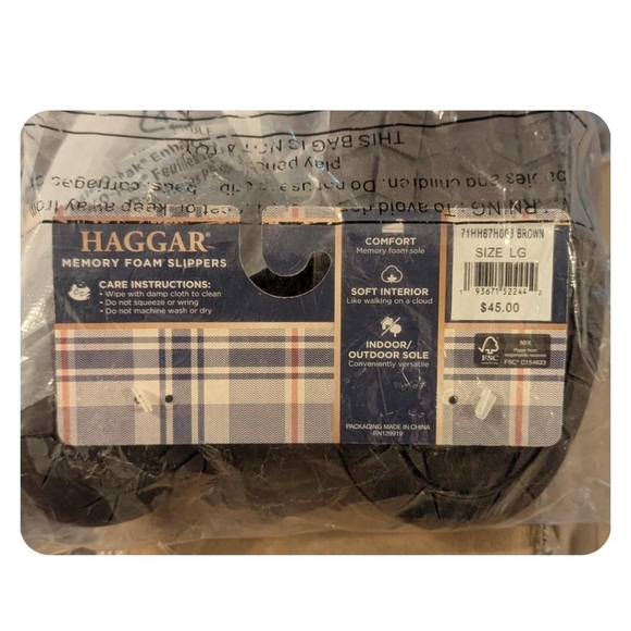 Haggar Memory Foam Men's Slippers/Houseshoes L Brown - Picture 6 of 6